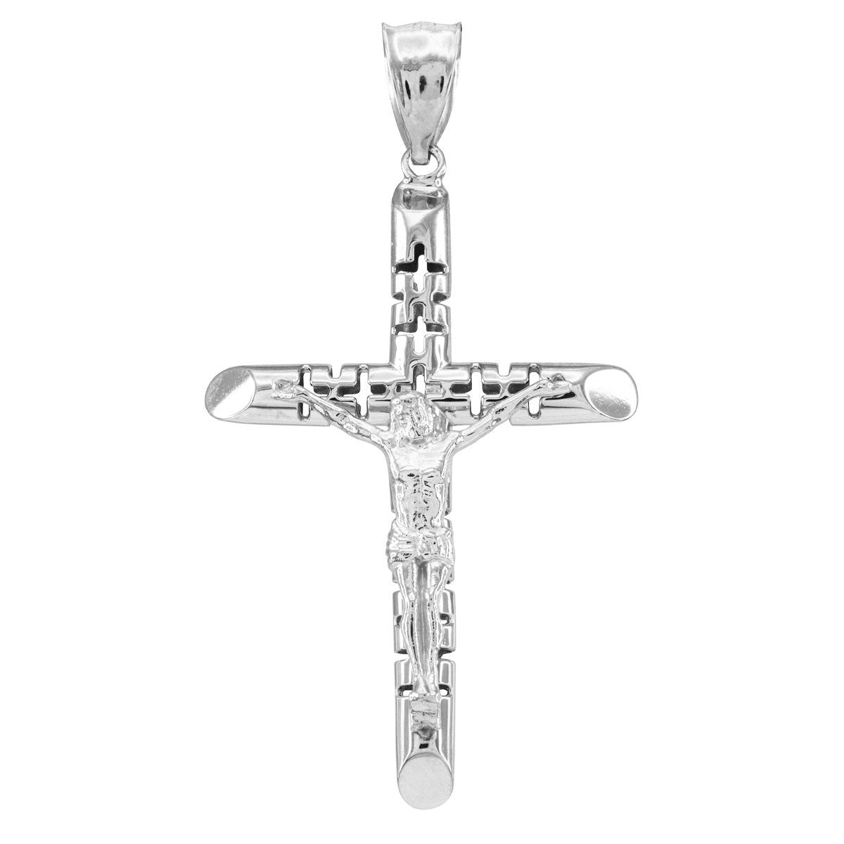 Gold Crucifix Tube Cross Pendant Necklace (yellow gold, white gold) Karma Blingz