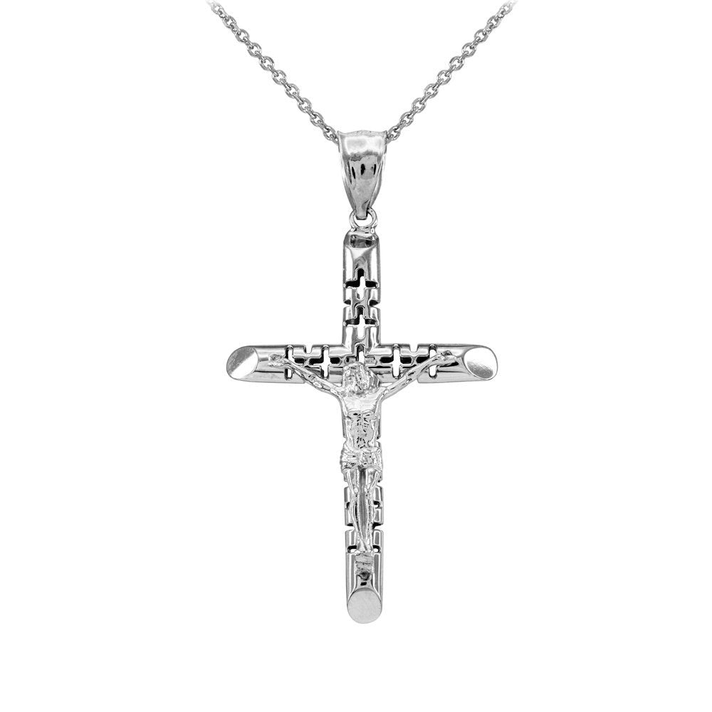 Gold Crucifix Tube Cross Pendant Necklace (yellow gold, white gold) Karma Blingz