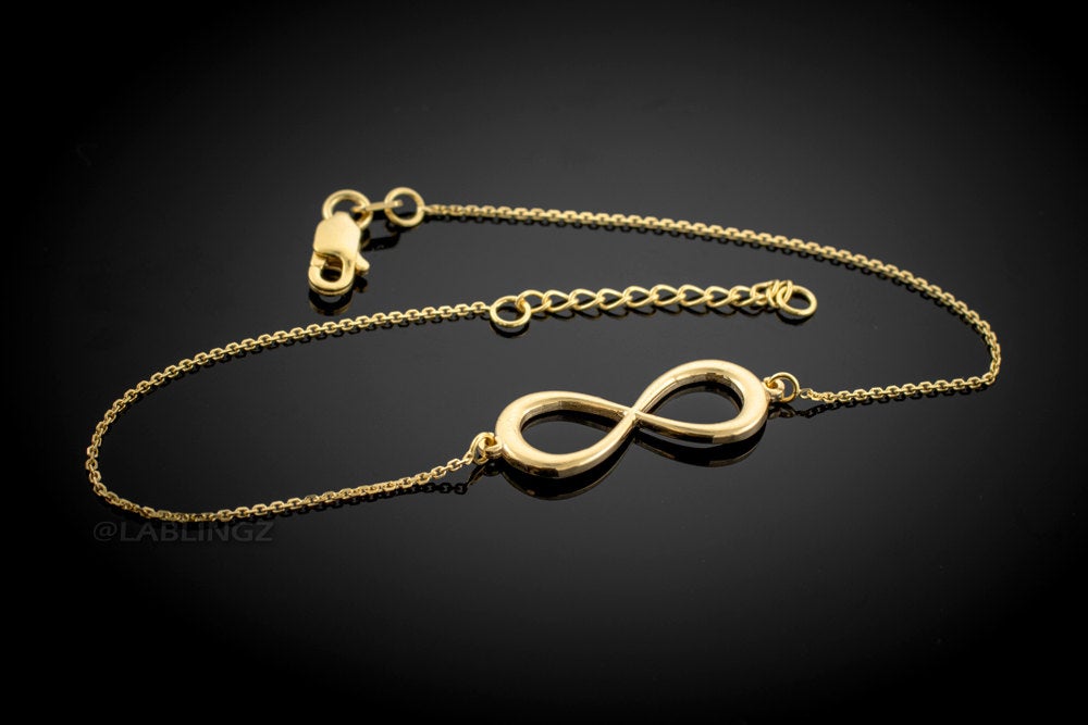 14k Gold Infinity Bracelet (yellow, white, rose gold) Karma Blingz