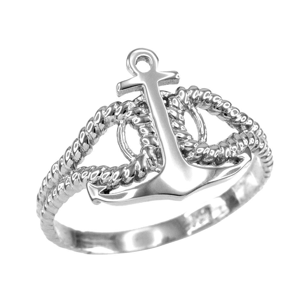 925 Sterling Silver Anchor Ladies Ring Karma Blingz