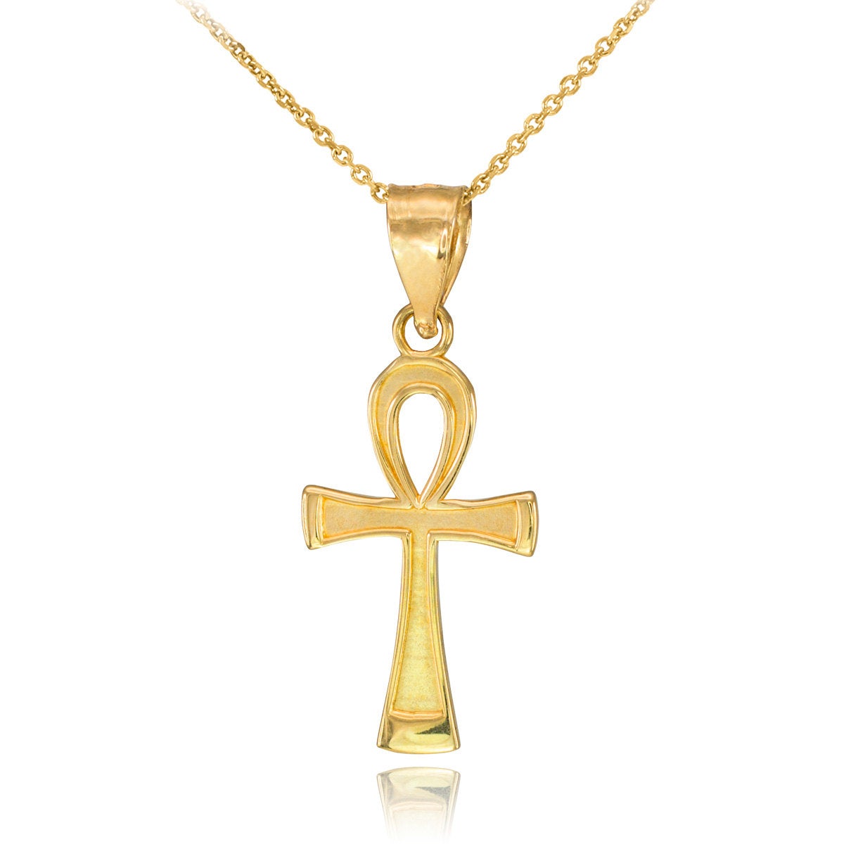 Gold Egyptian Ankh Cross Charm Necklace (10K, 14K, yellow, white, rose gold) Karma Blingz