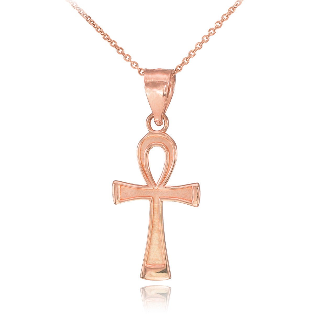 Gold Egyptian Ankh Cross Charm Necklace (10K, 14K, yellow, white, rose gold) Karma Blingz