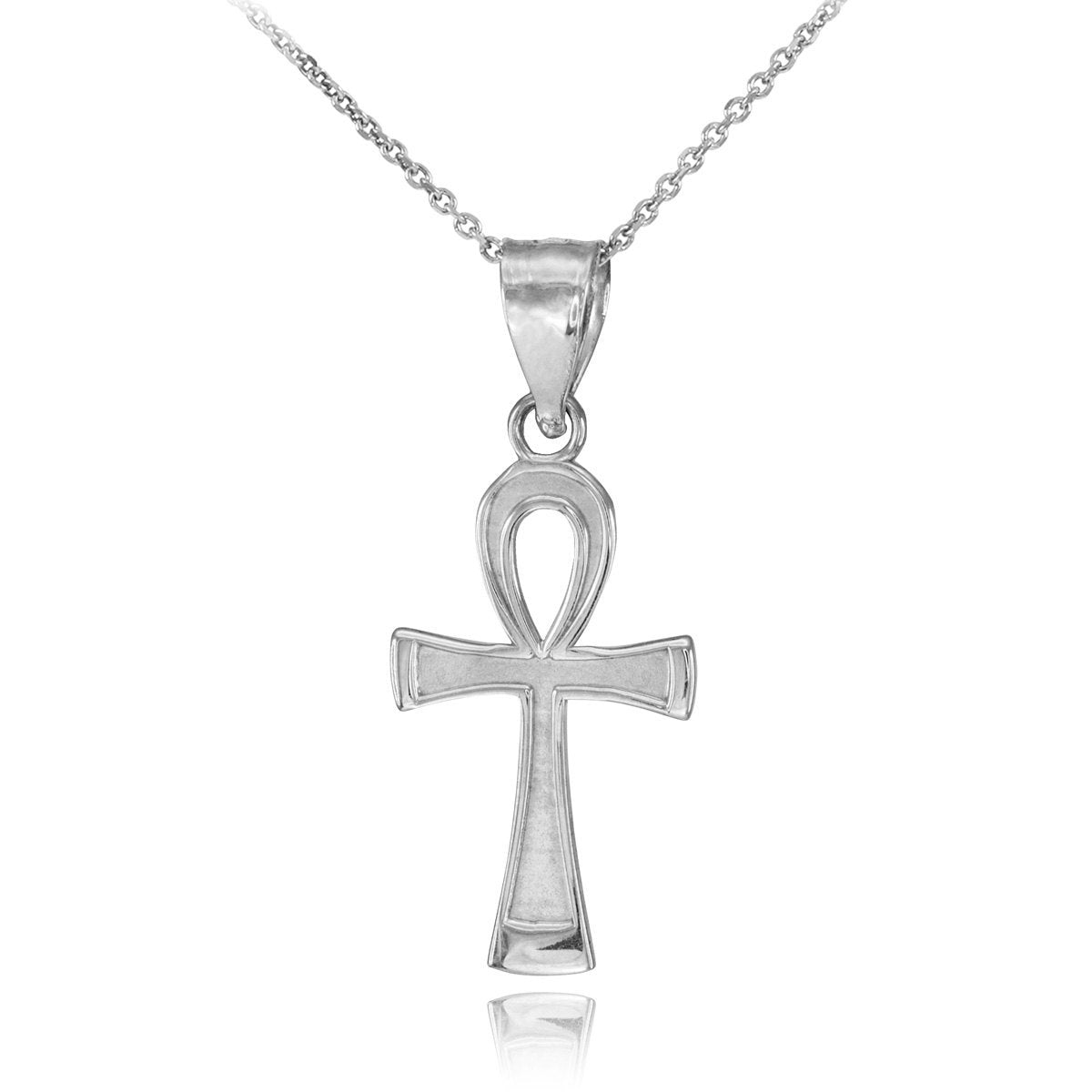 Gold Egyptian Ankh Cross Charm Necklace (10K, 14K, yellow, white, rose gold) Karma Blingz