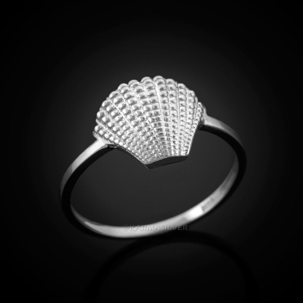 Sterling Silver Seashell Conch Ladies Ring Karma Blingz