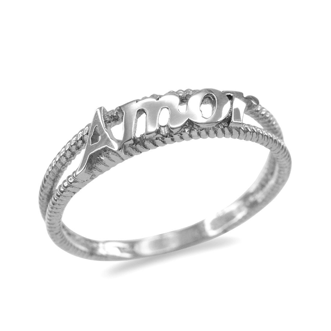 Sterling Silver AMOR Ladies Milgrain Ring Karma Blingz