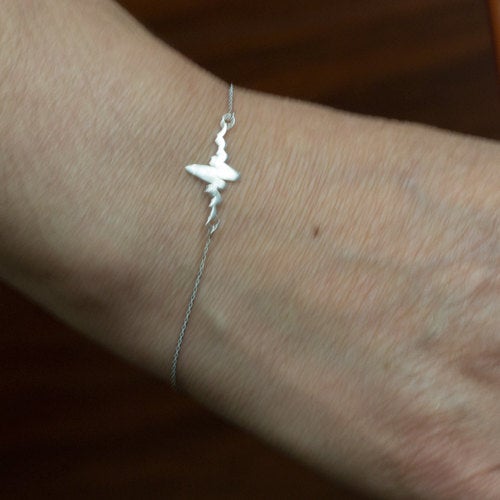 14K White Gold Heartbeat EKG Pulse Bracelet Karma Blingz