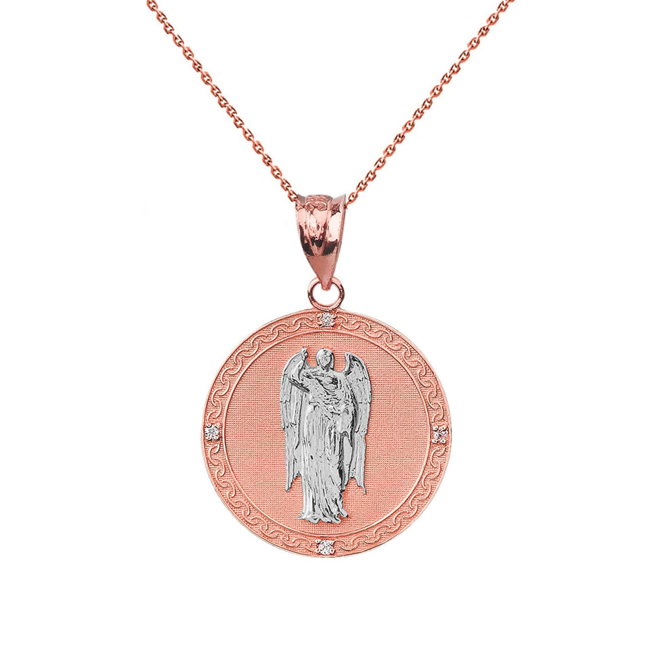 Gold Saint Gabriel Archangel Diamond Medallion Pendant Necklace Karma Blingz
