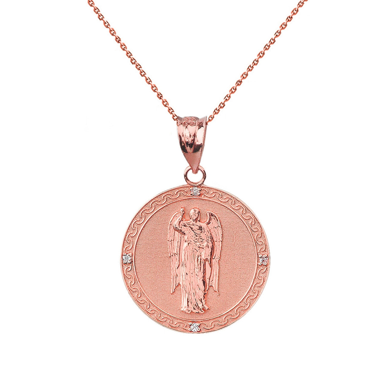 Gold Saint Gabriel Archangel Diamond Medallion Pendant Necklace Karma Blingz