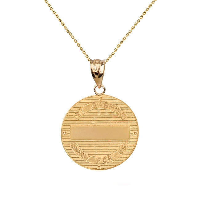 Gold Saint Gabriel Archangel Diamond Medallion Pendant Necklace Karma Blingz