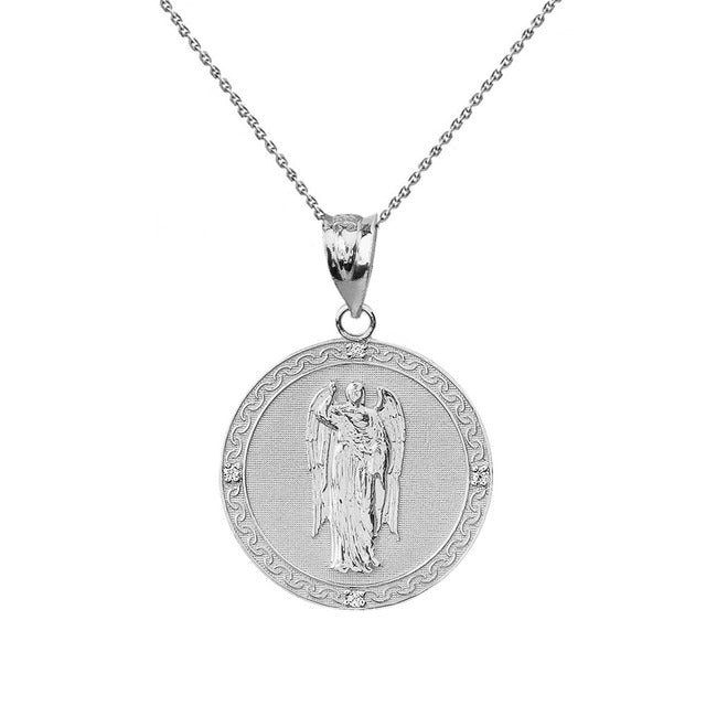 Gold Saint Gabriel Archangel Diamond Medallion Pendant Necklace Karma Blingz