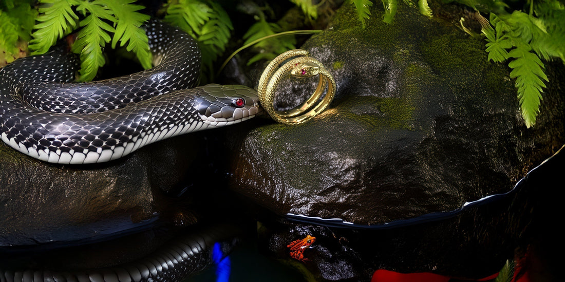 Unleash Your Style: The Bold Elegance of the Yellow Gold Coiled Snake Wrap Ring with Ruby Eyes