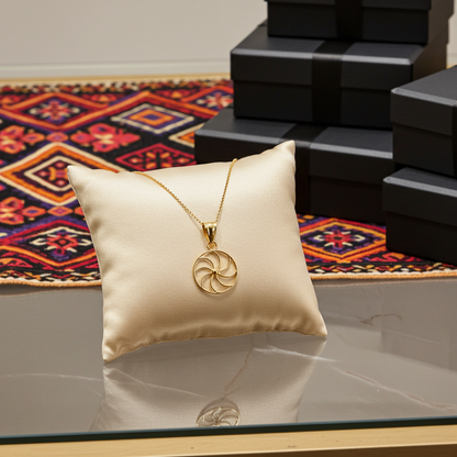 Armenian Eternity Dainty Gold Necklace Arevakhach Sun Symbol Charm