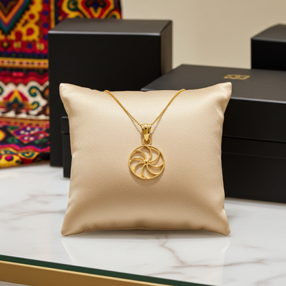 Armenian Eternity Dainty Gold Necklace Arevakhach Sun Symbol Charm