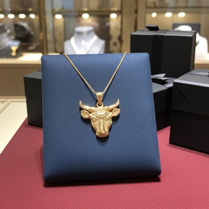 Gold Bull Head DC Pendant Necklace (10K, 14K, yellow, white, rose gold)
