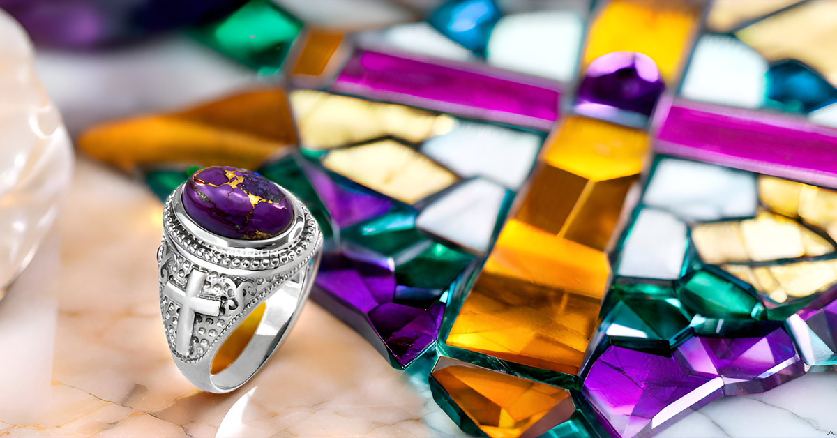 Purple Copper Turquoise Gemstone 925 Sterling Silver Stylish Lovely Purple Copper Turquoise Gemstone 925 Sterling Silver Stylish Lovely