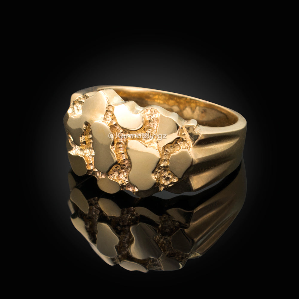 Polished Yellow Gold Nugget Ring