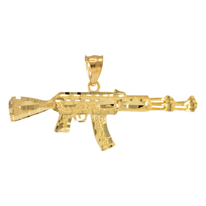 Solid Gold AK-47 Rifle Gun DC Pendant (yellow, white, rose gold, 10k, 14k)