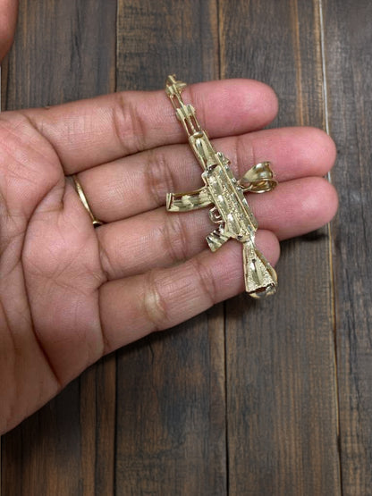 Solid Gold AK-47 Rifle Gun DC Pendant (yellow, white, rose gold, 10k, 14k)