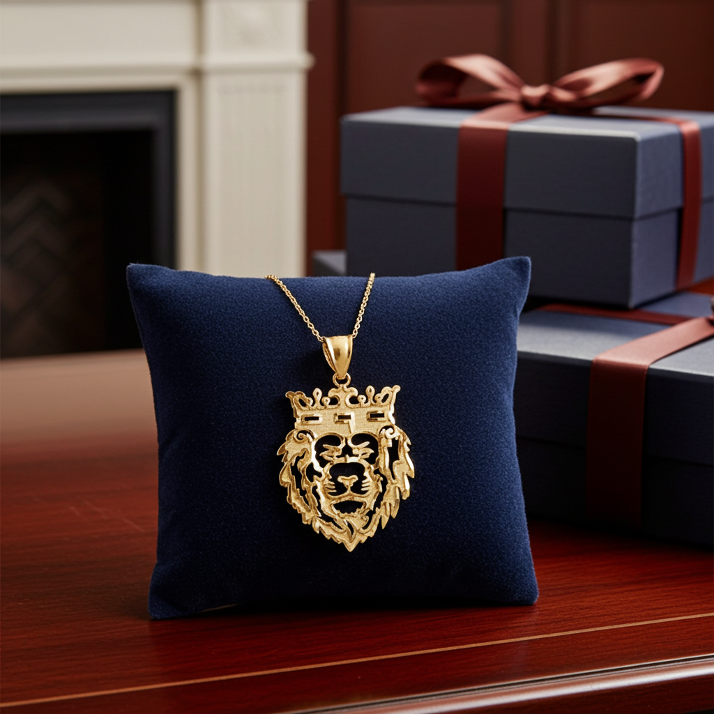 Yellow Gold Lion King DC Charm Necklace (10k, 14k)