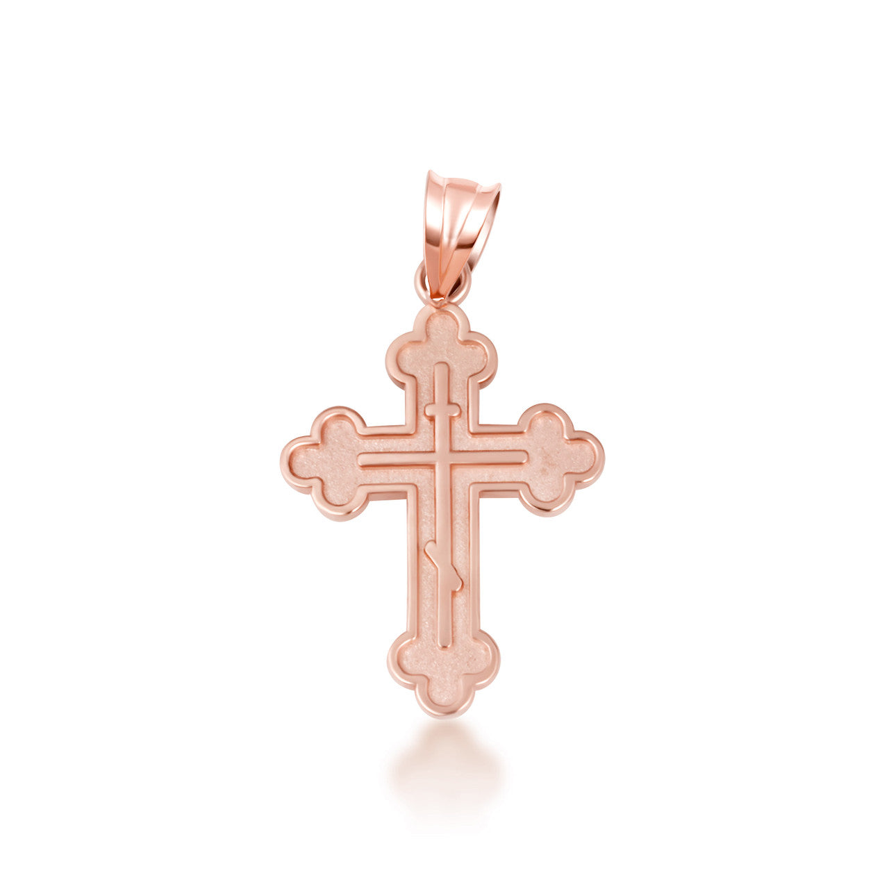 Rose Gold Russian Eastern Orthodox Cross Pendant | Karma Blingz