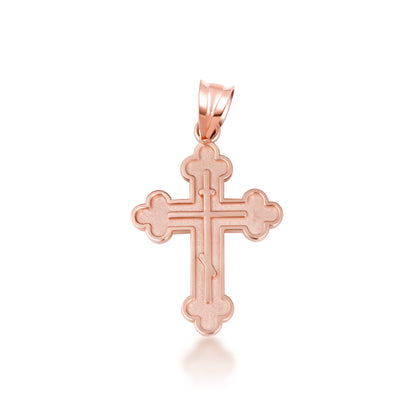Rose Gold Russian Eastern Orthodox Cross Pendant | Karma Blingz