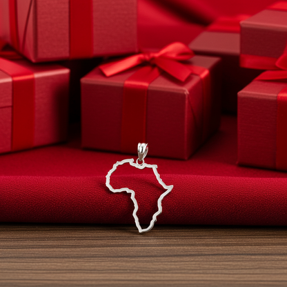 Gold Africa Map Openwork Pendant Necklace (yellow, white, rose gold, 10K, 14K)