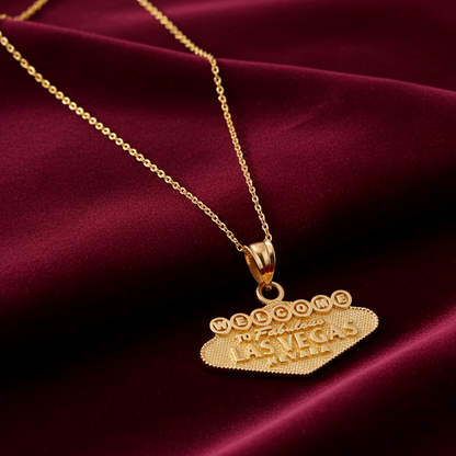 Gold Las Vegas Charm Necklace (yellow, white, rose gold, 10k, 14k)