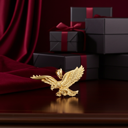 Gold Flying Eagle Pendant (10K, 14K, yellow, white gold)