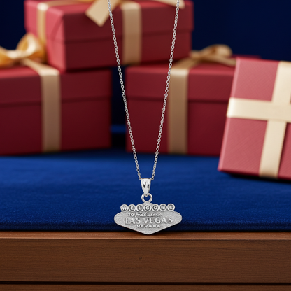 Gold Las Vegas Charm Necklace (yellow, white, rose gold, 10k, 14k)