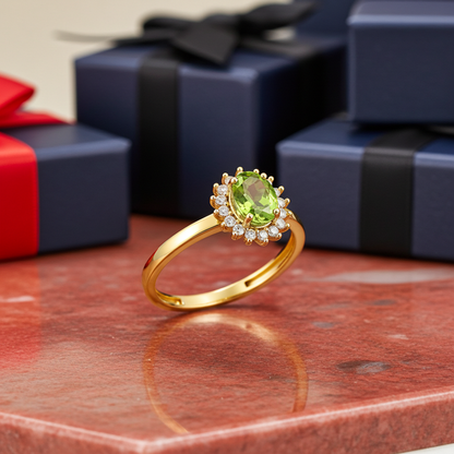 Elegant Yellow Gold Birthstone CZ Engagement Promise Ring, 10K 14K, All Birthstones