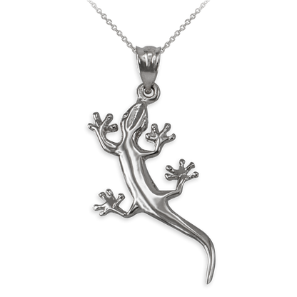 Polished Sterling Silver Salamander Lizard Charm Necklace