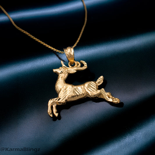 Gold Deer DC Pendant Necklace (10K, 14K, yellow, white, rose gold)