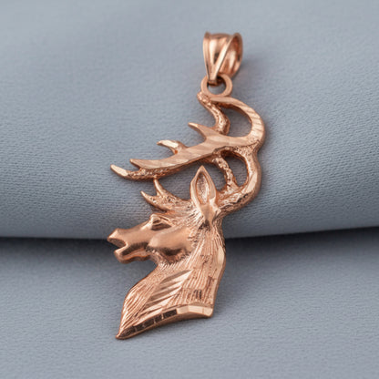 Gold Deer Buck Head DC Pendant (10K, 14K, yellow, white, rose gold)