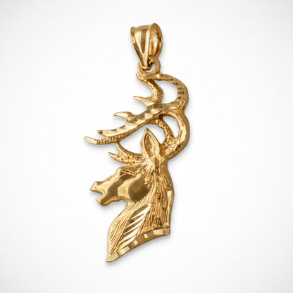 Gold deer buck head pendant