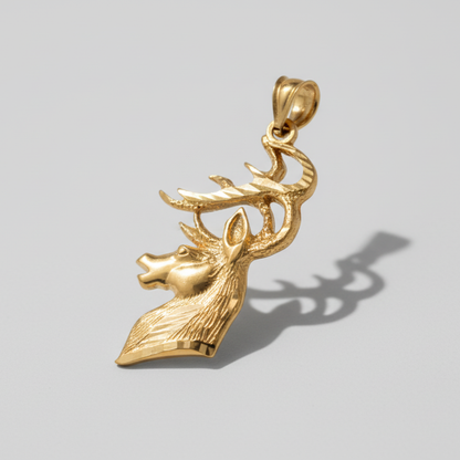 Gold Deer Buck Head DC Pendant (10K, 14K, yellow, white, rose gold)