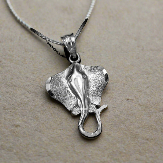 Sterling Silver Stingray Fish DC Pendant Necklace