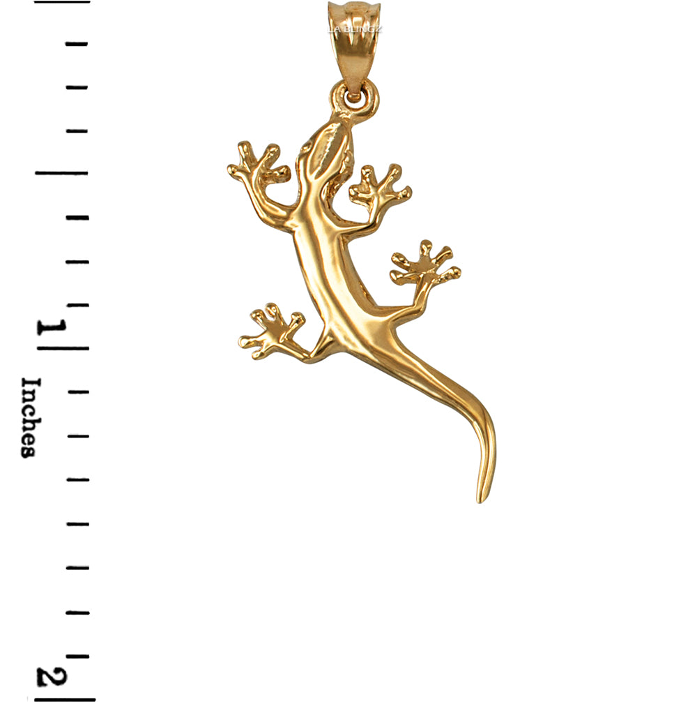 Polished Gold Salamander Lizard Charm Necklace (yellow, white, rose gold, 10k, 14k)