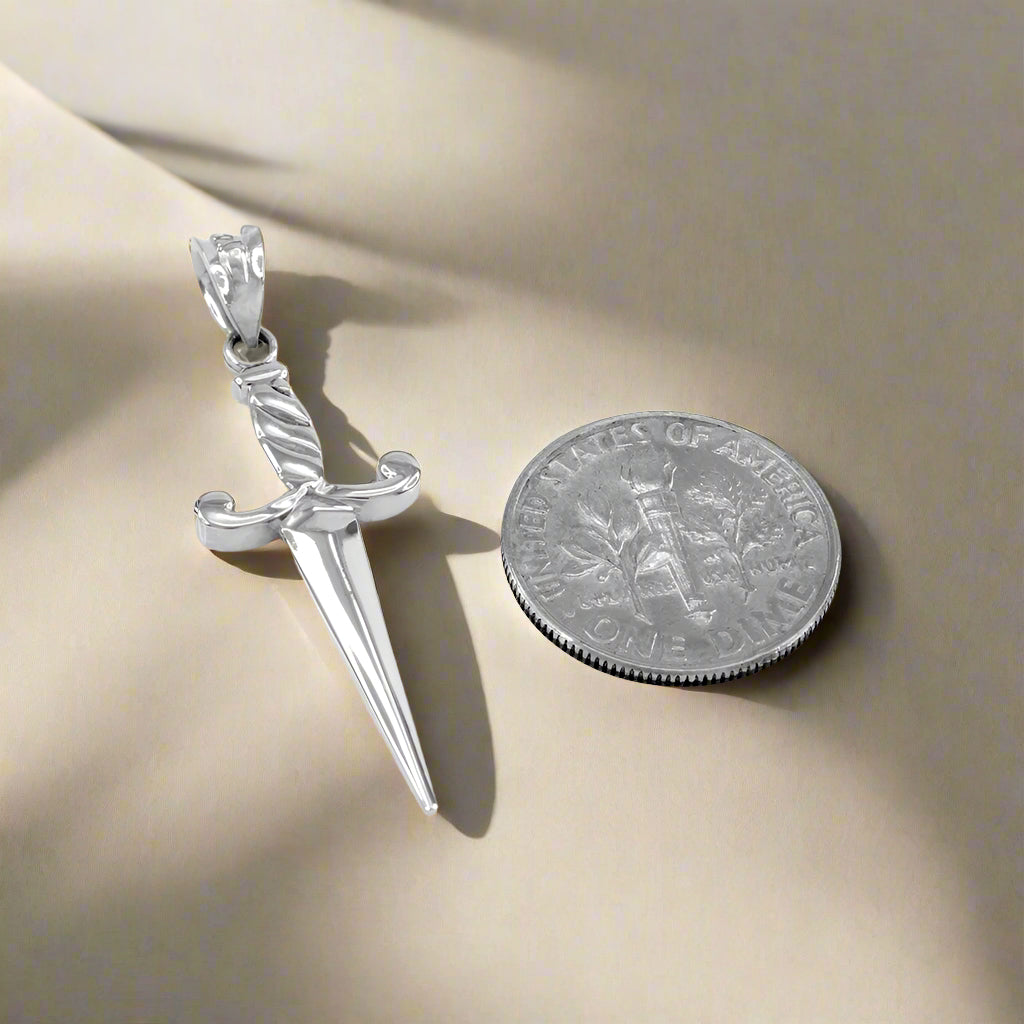 Sterling Silver Dagger Knife Charm Pendant Necklace