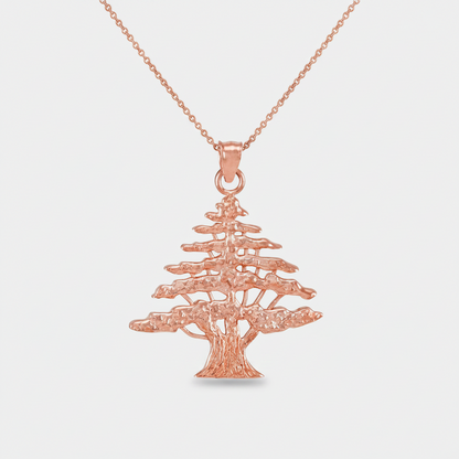 Gold Cedar Tree of Lebanon Pendant Necklace (10k, 14k, yellow, white, rose gold)