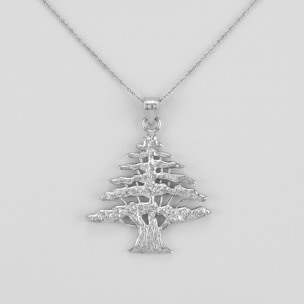 Gold Cedar Tree of Lebanon Pendant Necklace (10k, 14k, yellow, white, rose gold)