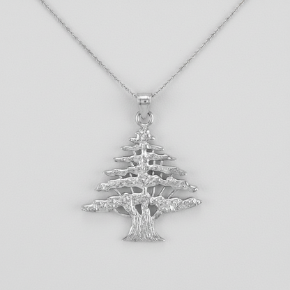 Gold Cedar Tree of Lebanon Pendant Necklace (10k, 14k, yellow, white, rose gold)
