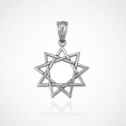 Baha'i Nine Point Star Pendant Silver