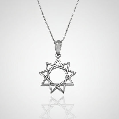 Silver Baha'i star pendant necklace