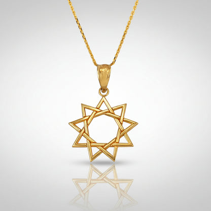 Gold Baha'i star pendant necklace