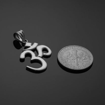 Sterling Silver Om (Aum) Yoga Charm Pendant Necklace Karma Blingz