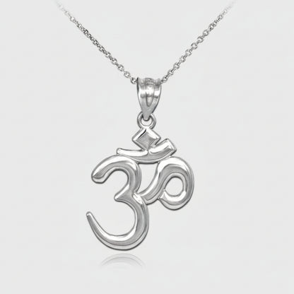 Sterling Silver Om (Aum) Yoga Charm Pendant Necklace Karma Blingz