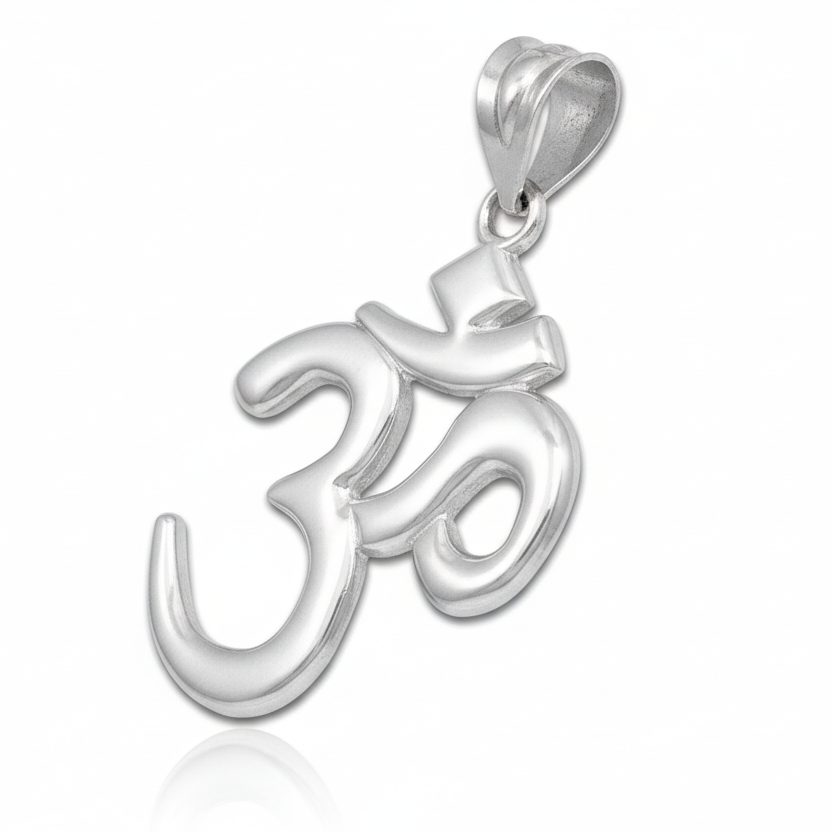 Sterling Silver Om (Aum) Yoga Charm Pendant Necklace Karma Blingz