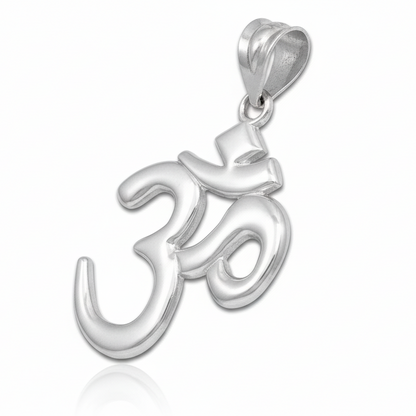 Sterling Silver Om (Aum) Yoga Charm Pendant Necklace Karma Blingz