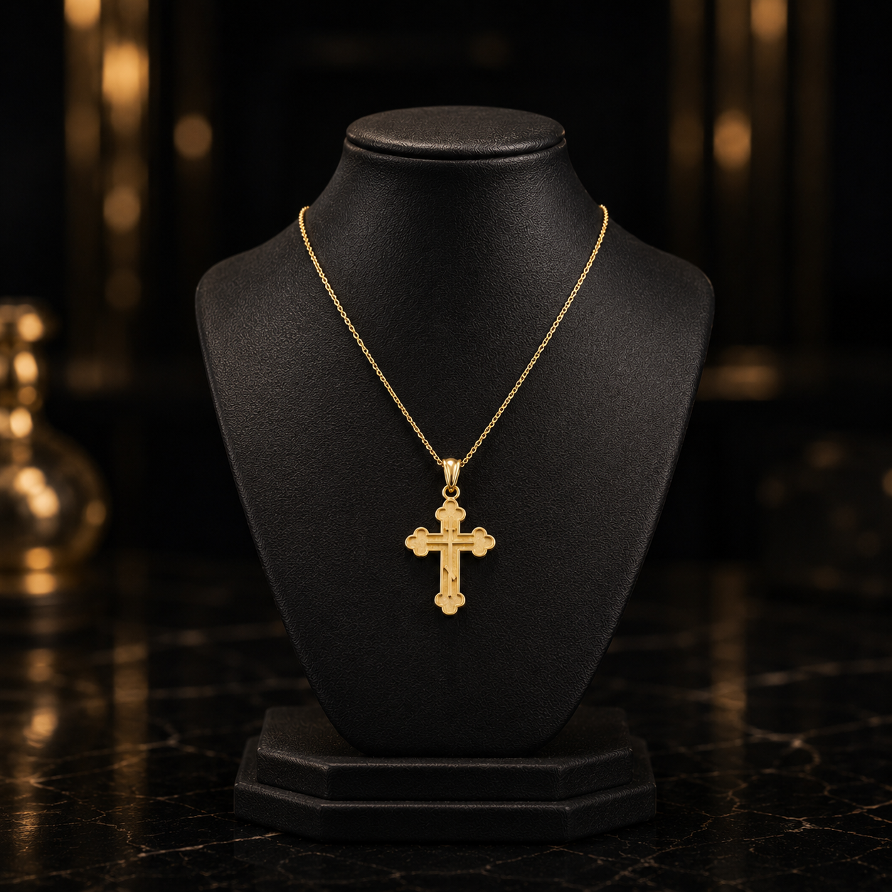 Gold Russian Eastern Orthodox Cross Pendant Necklace (Yellow, White, Rose Gold, 10K, 14K)