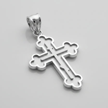 Gold Russian Eastern Orthodox Cross Pendant Necklace (Yellow, White, Rose Gold, 10K, 14K)